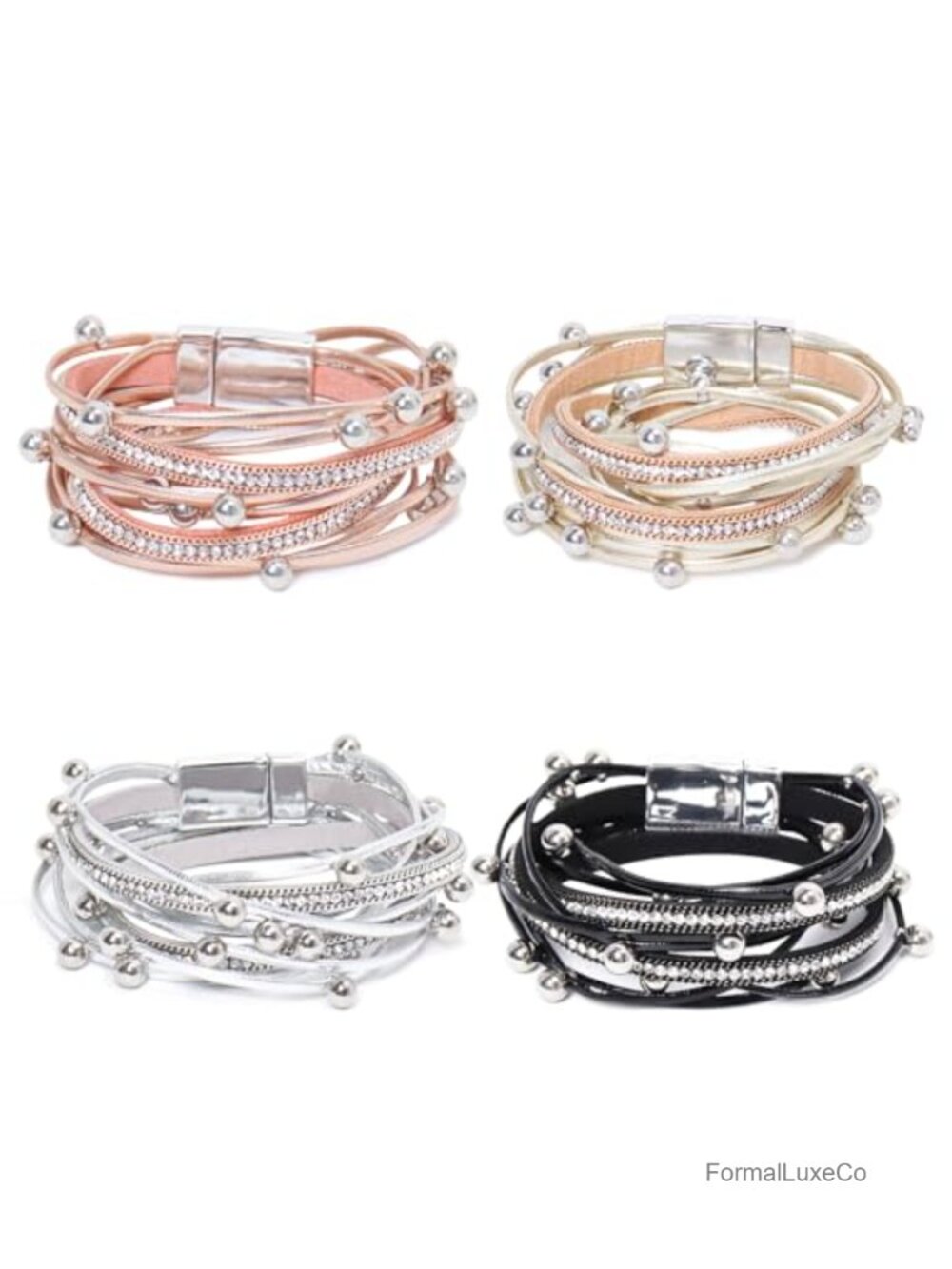 Boho Rustic Multi-Layer Leather Wrap Bracelet Cuff Stackable